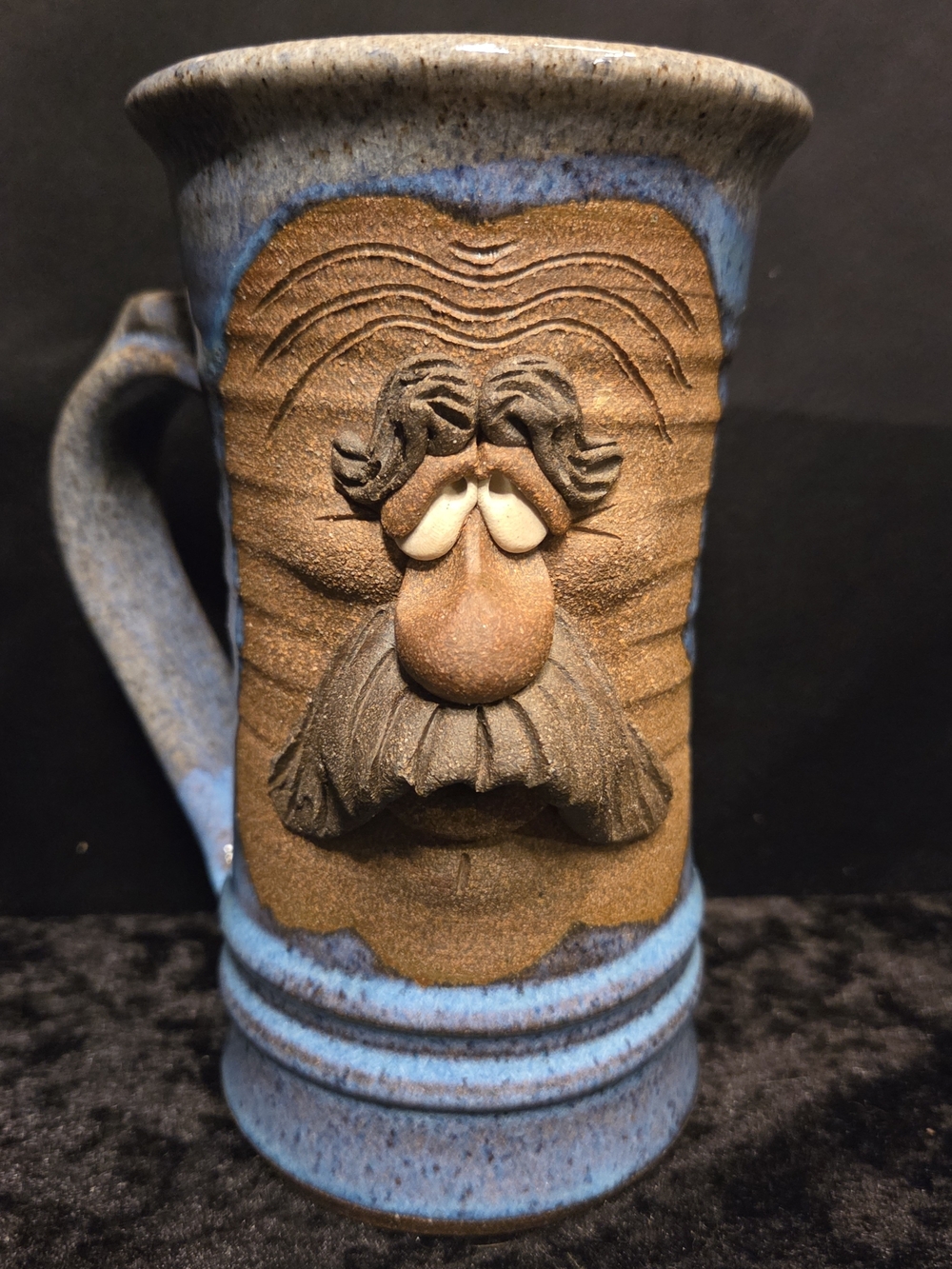 Handmade 3D Art Stoneware Mug Funny Face Coffee Signed CC